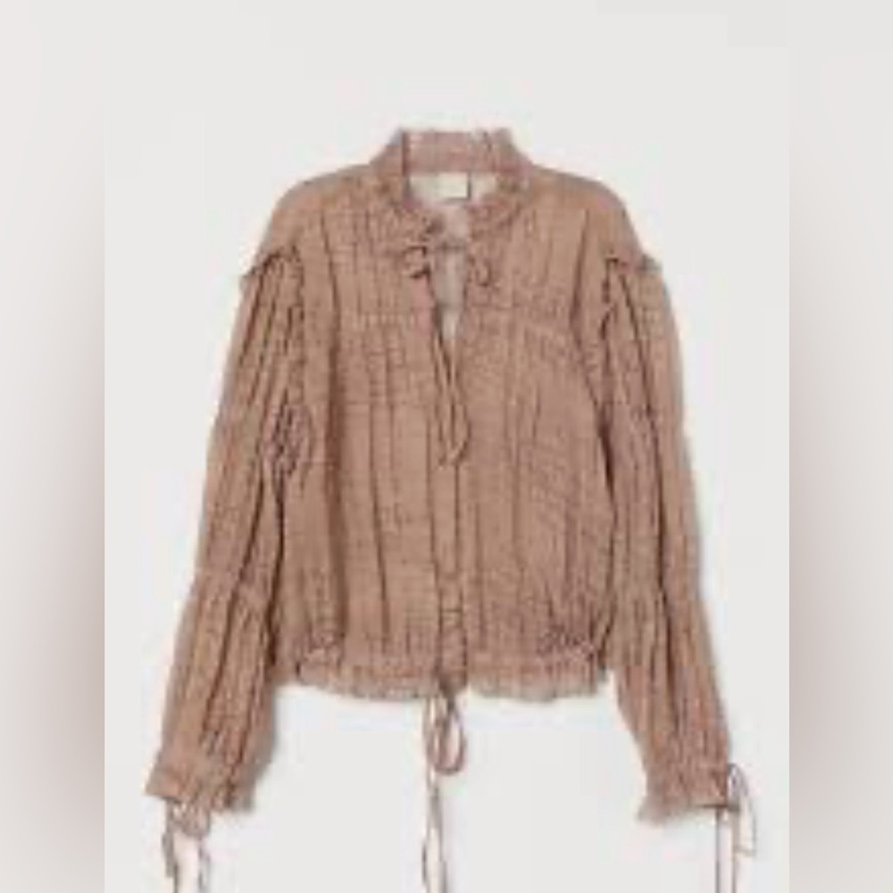 💎🌷🤍H&M Light Brown Blouse with Tie Details